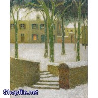 Tranh sơn dầu tuyết rơi trắng xóa